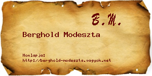 Berghold Modeszta névjegykártya